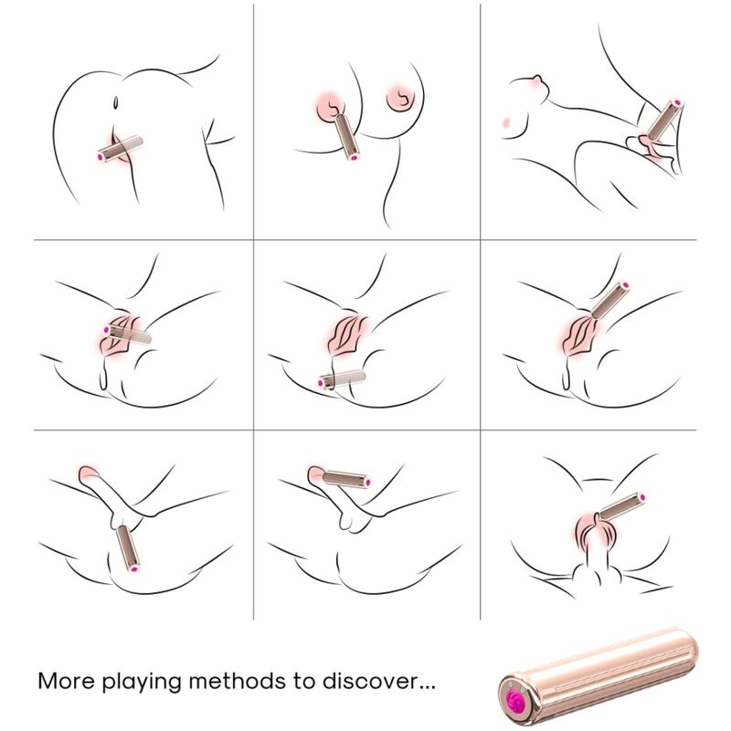 Bala vibratória Armony Warhead Dourada de silicone com 9 modos e recarregável.