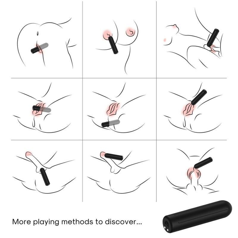 Close-up do Vibrador Bala ARMONY Warhead com Controle Remoto, mostrando seu design compacto e elegante na cor preta.