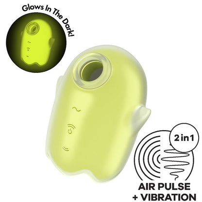 Vibrador Air Pulse Glowing Ghost Brilla en la Oscuridad Amarillo