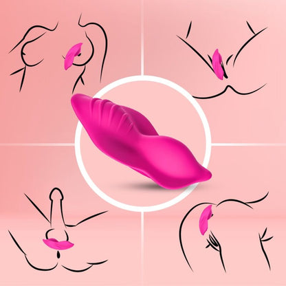 Calcinha Vibratória ARMONY Whisper Fúcsia com Controle Remoto, mostrando seu design ergonômico e material de silicone.