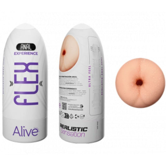 Close-up do Masturbador Masculino Anal ALIVE Flexível Realista Tamanho M, mostrando sua textura e detalhes.