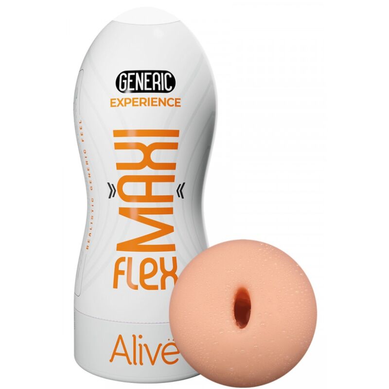 Masturbador Masculino ALIVE Maxi Flex Realista Tamanho L, mostrando sua textura e abertura oral.