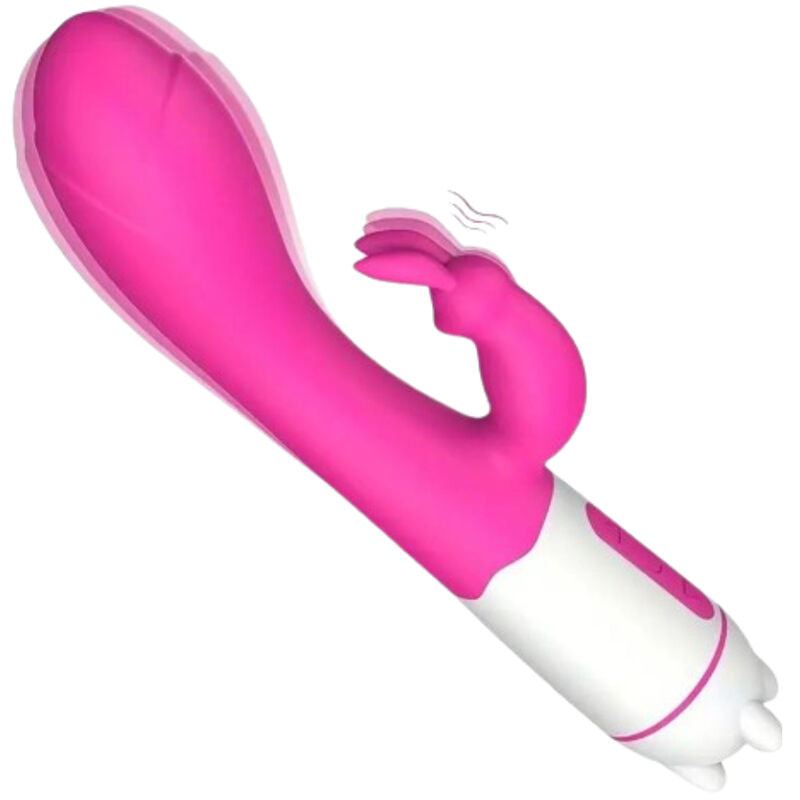 Vibrador e estimulador de coelho ARMONY Happy fúcsia com 36 padrões de vibração.