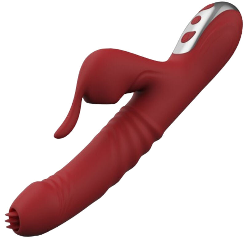Armony Vibrador com Sucção e Língua Estimulante Burgundy, destacando o design elegante e as funcionalidades.
