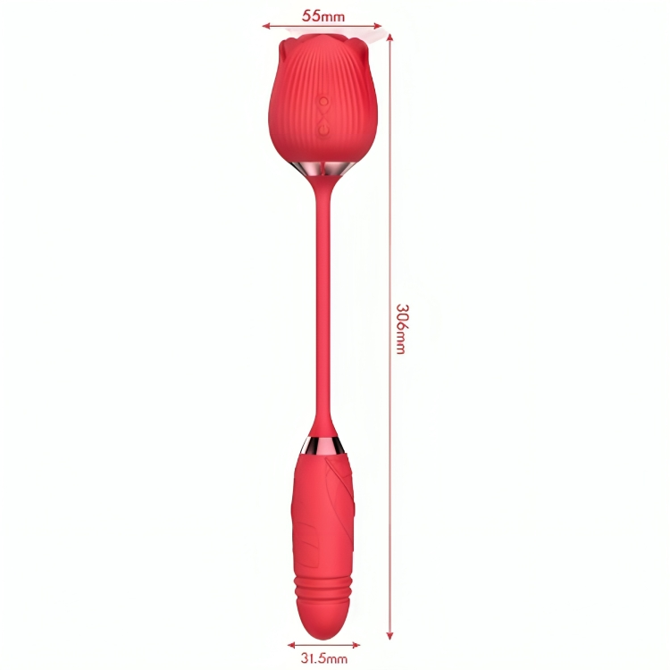 Vibrador Armony Flor Delight Vermelho com função de sucção e impulso, mostrando o design elegante e o material de silicone.