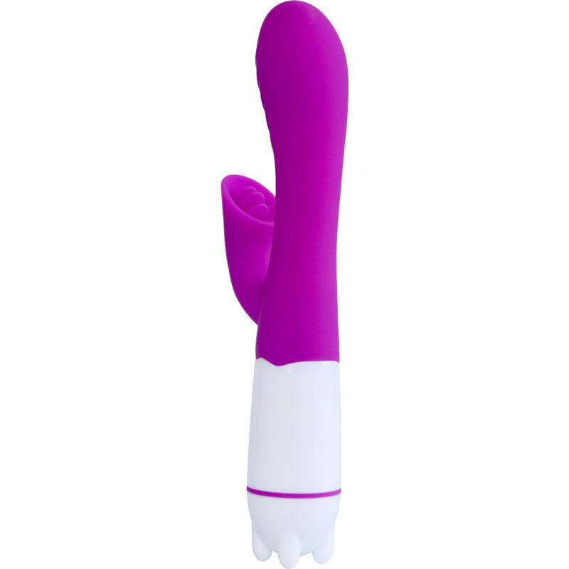Close-up do Vibrador e Estimulador Armony Happy com Língua Recarregável Violeta, mostrando a forma ergonómica e a ponta simuladora.