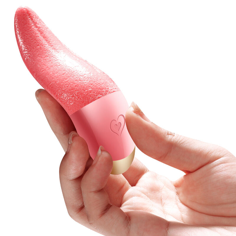 Armony Vibrador e Estimulador de Língua com 9 padrões de vibração em silicone coral.