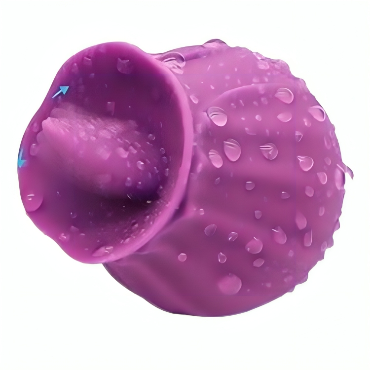 Vibrador Armony Figo com Língua roxo e compacto, mostrando seu design ergonômico e texturas para estimulação.