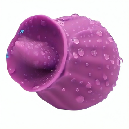 Vibrador Armony Figo com Língua roxo e compacto, mostrando seu design ergonômico e texturas para estimulação.