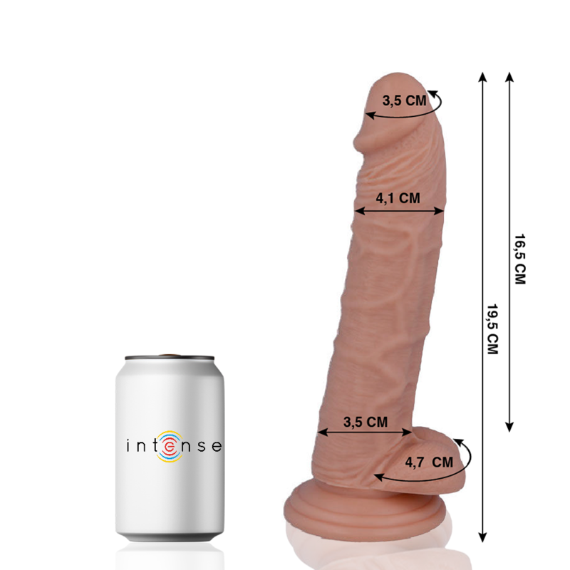 Close-up do Dildo MR INTENSE Realista 19.5 CM com Ventosa, mostrando a textura e formato ergonómico.