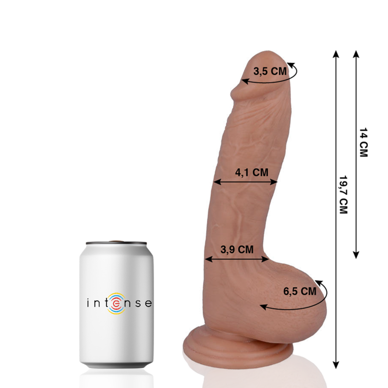 Dildo realista MR INTENSE com textura de pele e ventosa para fixação.