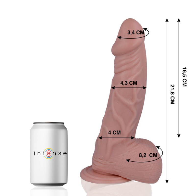 MR INTENSE Dildo Realista Ergonómico com ventosa, mostrando a textura e formato natural.