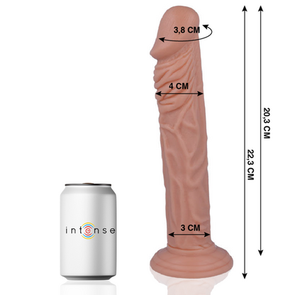 Close-up of the MR INTENSE Dildo Realista Suave with Ventosa, showing its realistic details and texture.