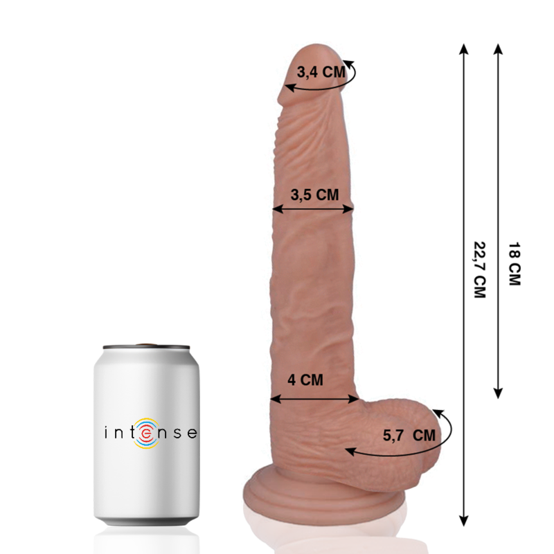 Close-up do MR INTENSE Dildo Realista com Ventosa, mostrando a textura e o design autêntico.