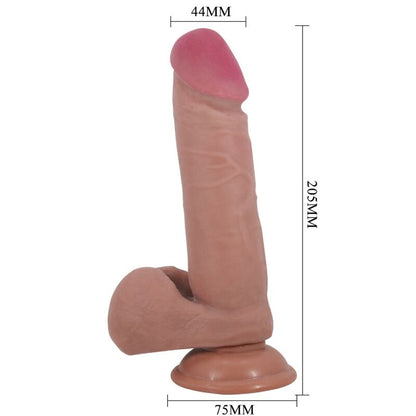 Close-up do Dildo Realista Sliding Skin PRETTY LOVE 20,5 CM com ventosa, mostrando textura da pele.
