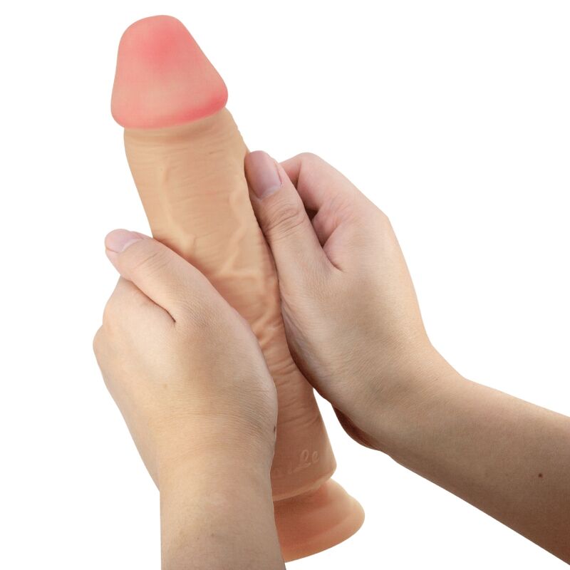Close-up do Dildo Realístico Pele Deslizante com Ventosa PRETTY LOVE 23.4 CM, mostrando sua textura realista e base de sucção.