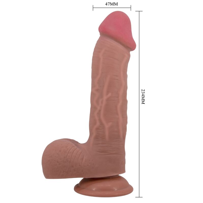 Dildo realístico PRETTY LOVE com ventosa deslizante de pele marrom de 23,4 CM.