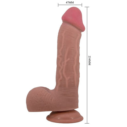 Dildo realístico PRETTY LOVE com ventosa deslizante de pele marrom de 23,4 CM.