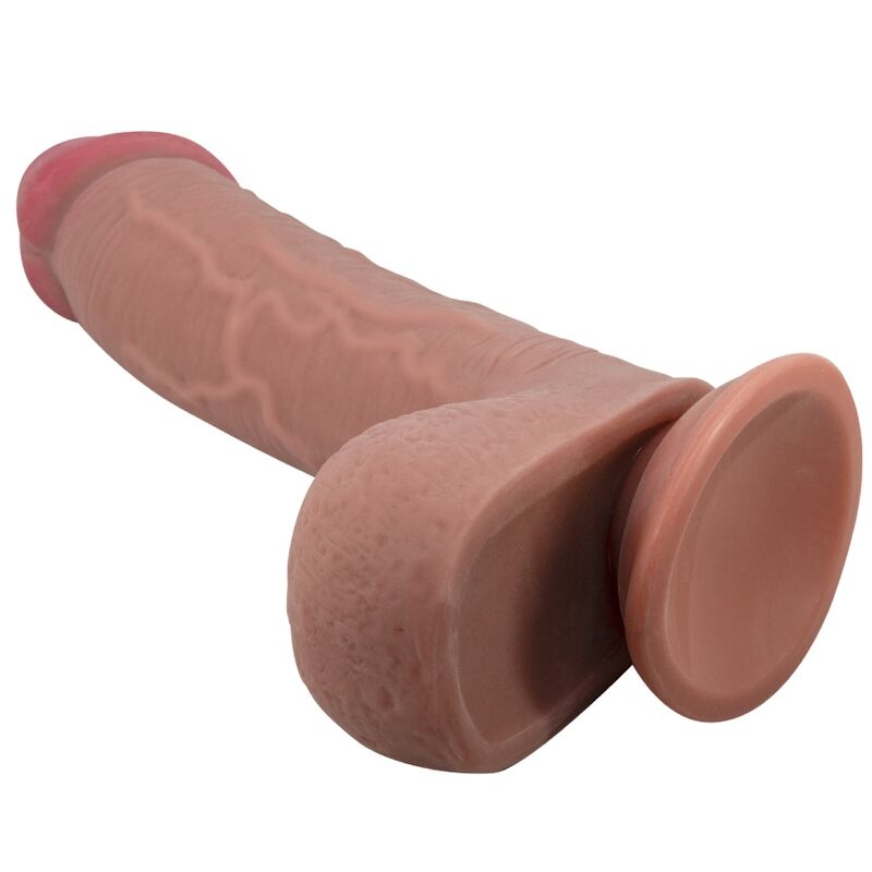 Dildo realístico PRETTY LOVE com ventosa deslizante de pele marrom de 23,4 CM.