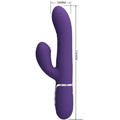 Vibrador multifunção PRETTY LOVE G-Spot Rabbit roxo, feito de silicone, com múltiplos modos de estimulação e recarregável.