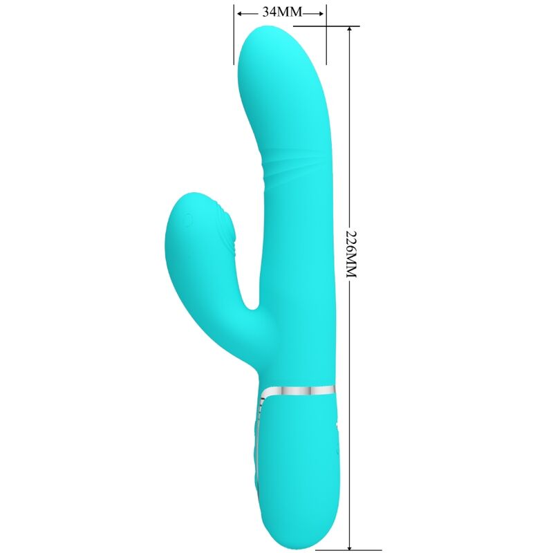 Detalhe do Vibrador Multifunção Rabbit G-Spot Aqua Verde PRETTY LOVE, destacando seu design e funcionalidades.