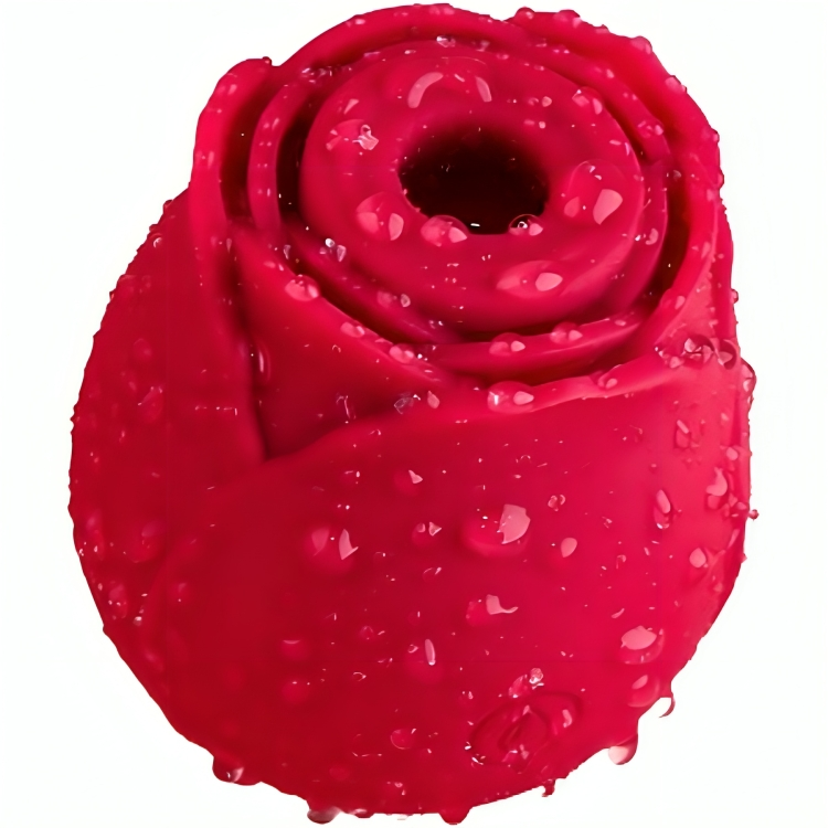 Close-up do Armony Vibrador Delight Flower com Sucção Vermelho, mostrando seu design floral e material de silicone.