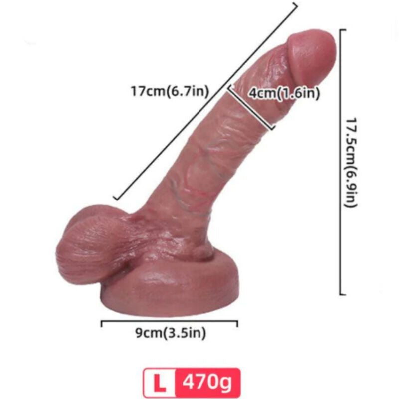 Close-up do Dildo Realístico ARMONY Silicone Líquido 17 cm, mostrando sua textura e detalhes anatómicos.