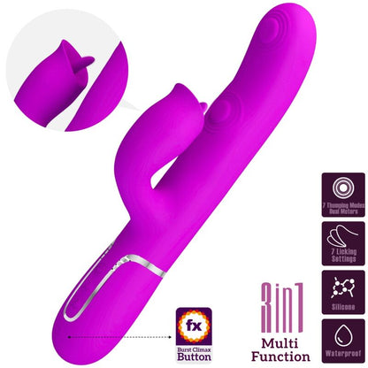 Vibrador de Coelho BONITO AMOR Fúcsia com dupla estimulação e função de lambedura.