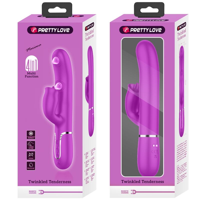 Vibrador de Coelho BONITO AMOR Fúcsia com dupla estimulação e função de lambedura.