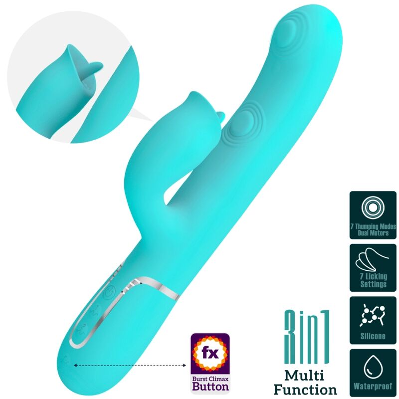 Pretty Love Vibrador de Coelho com Estimulador Clitoriano Aqua Verde