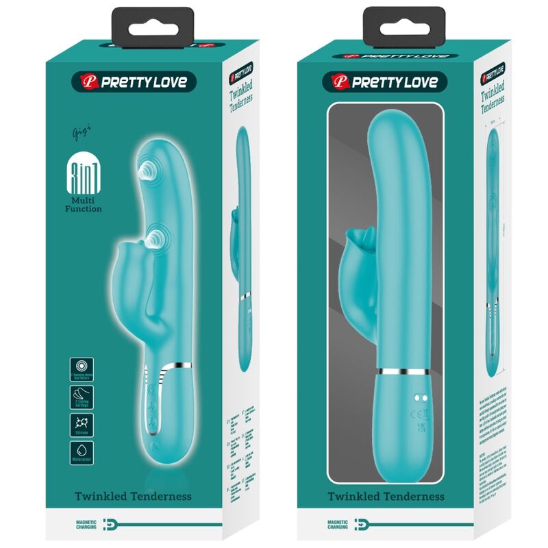 Pretty Love Vibrador de Coelho com Estimulador Clitoriano Aqua Verde