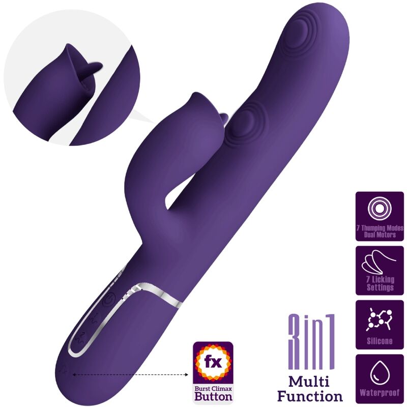 Vibrador de coelho BONITO AMOR Roxo com estimulador clitoriano