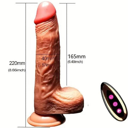 Close-up do Vibrador Dildo Realista ARMONY com Impulso, Aquecimento e Controlo Remoto, destacando sua textura e funcionalidades.