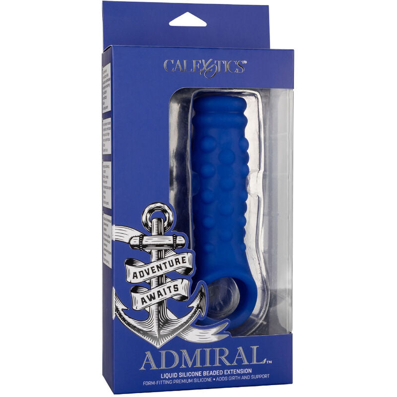 Funda para Pene Admiral con Estrías de Silicona Líquida Azul