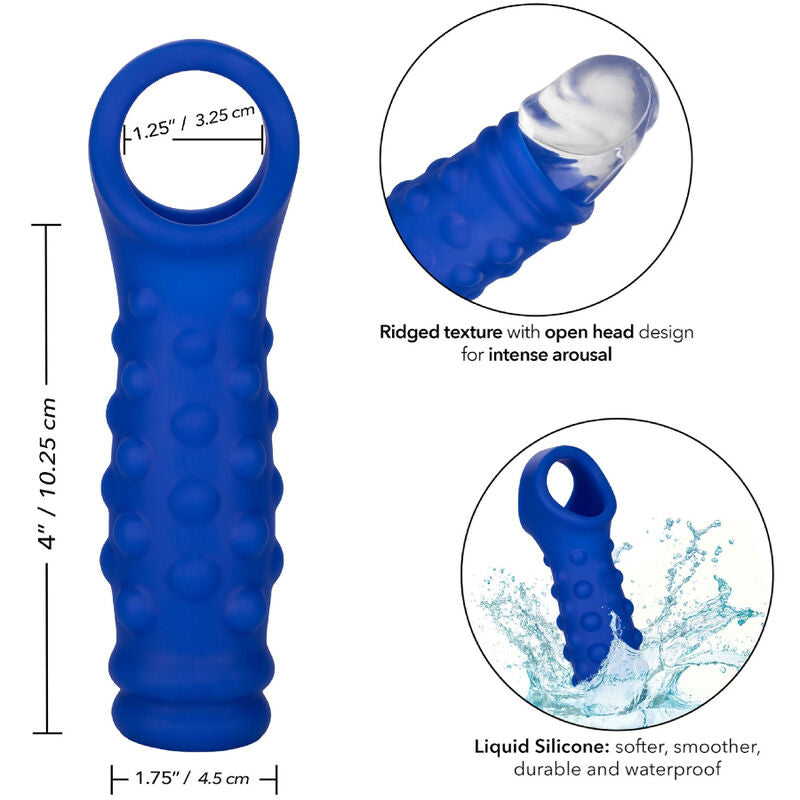 Funda para Pene Admiral con Estrías de Silicona Líquida Azul
