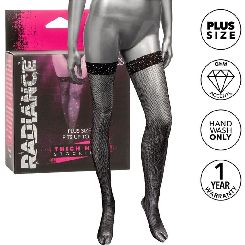 Medias de Muslo Altas Radiance Talla Grande con Pedrería