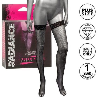 Medias de Muslo Altas Radiance Talla Grande con Pedrería
