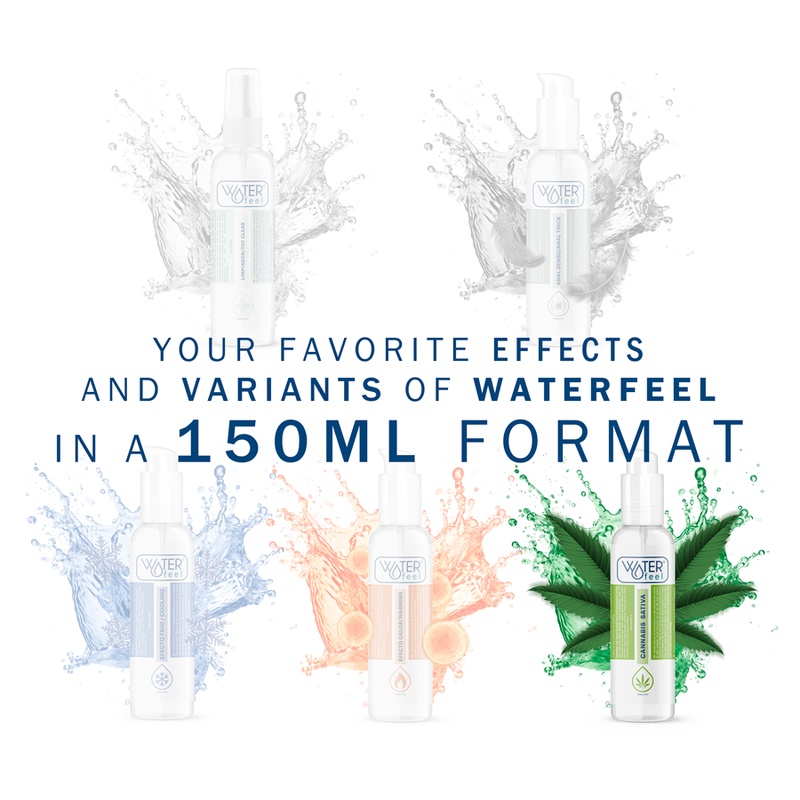 Frasco do lubrificante WATERFEEL de Cannabis 150ml, à base de água, para prazer e massagem.