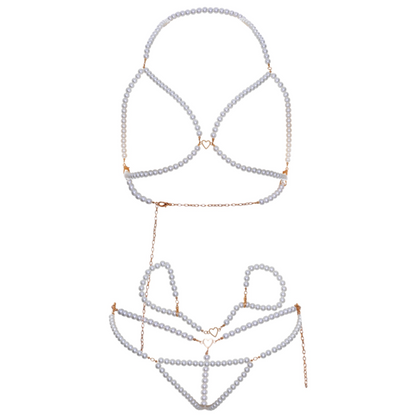 Imagem do Conjunto de Lingerie Leg Avenue Pérolas Artificiais 3 Peças