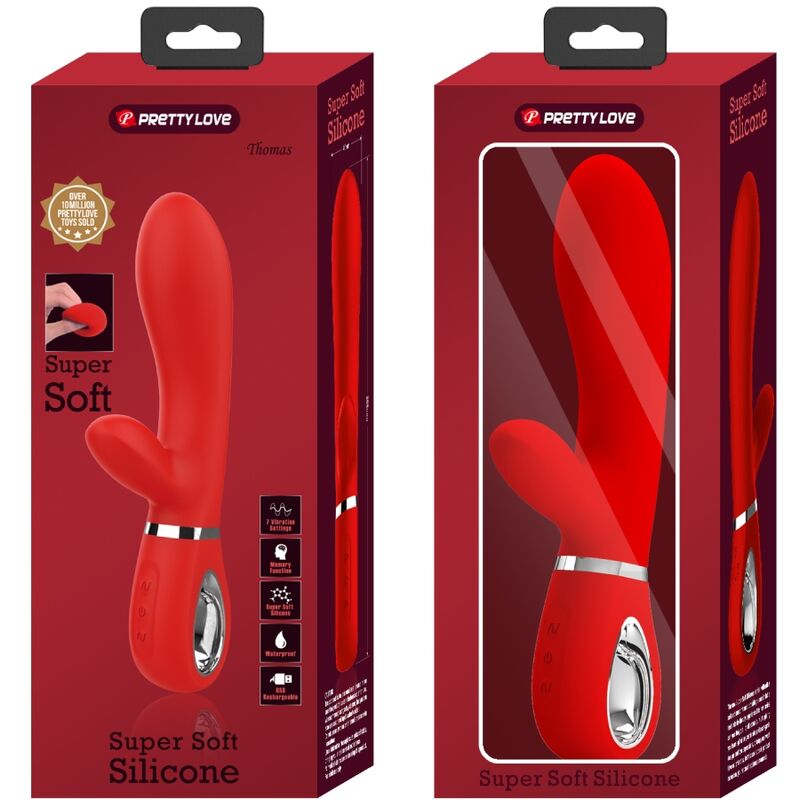 Vibrador Pretty Love Ponto G Thomas Vermelho com estimulador clitoriano e 7 funções