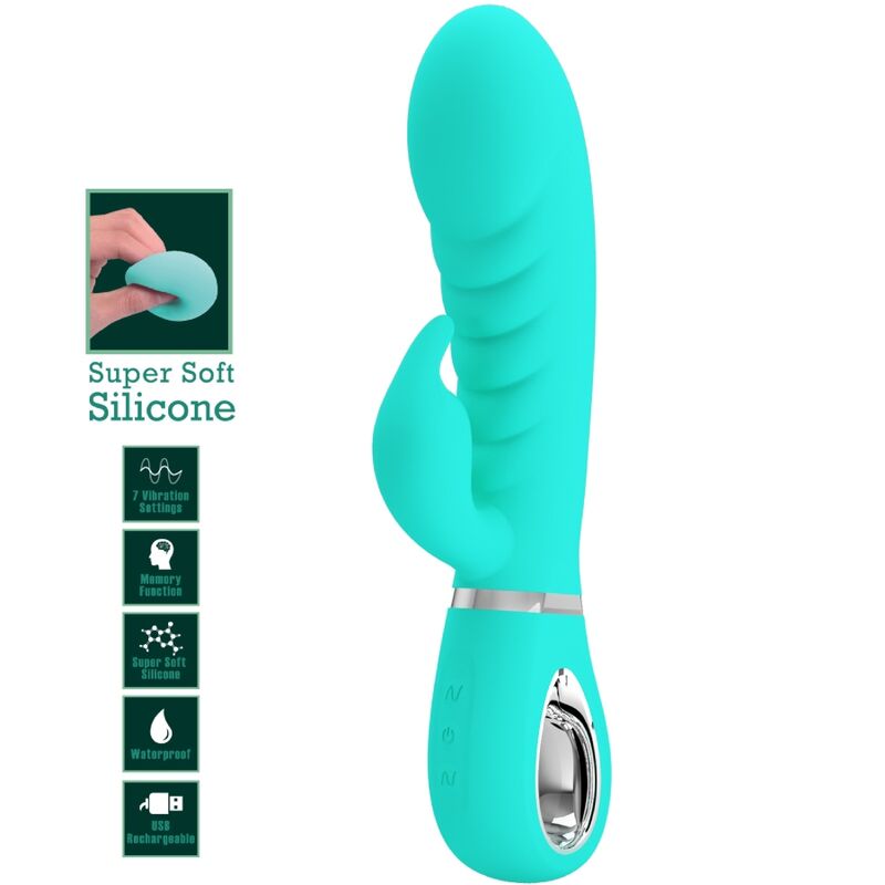 Vibrador Pretty Love Prescott Ponto G multifunções Aqua Verde em silicone macio