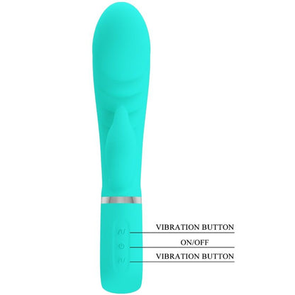 Vibrador Pretty Love Prescott Ponto G multifunções Aqua Verde em silicone macio