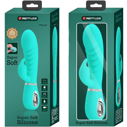 Vibrador Pretty Love Prescott Ponto G multifunções Aqua Verde em silicone macio