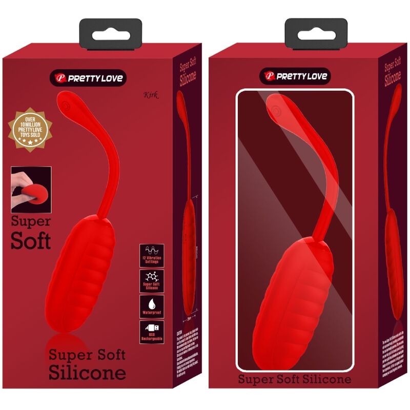 Ovo Vibratório Recarregável PRETTY LOVE Kirk Vermelho de silicone com 12 funções