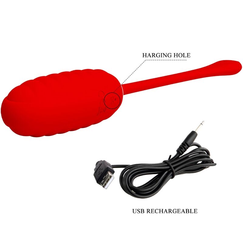Ovo Vibratório Recarregável PRETTY LOVE Kirk Vermelho de silicone com 12 funções