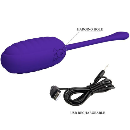 PRETTY LOVE Ovo Vibratório Recarregável Kirk Roxo 12 Funções para prazer discreto