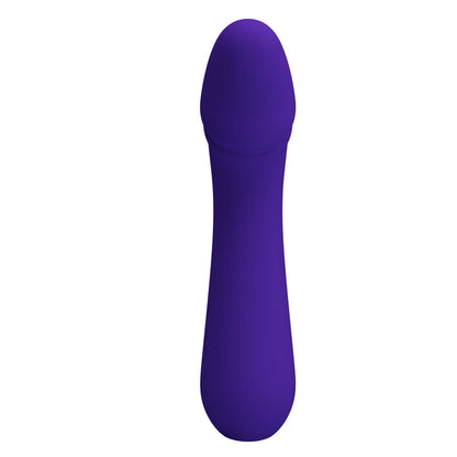 Close-up of the PRETTY LOVE Vibrador Ponto G Recarregável de Silicone Roxo, highlighting its flexible design and smooth texture.