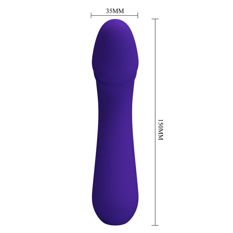 Close-up of the PRETTY LOVE Vibrador Ponto G Recarregável de Silicone Roxo, highlighting its flexible design and smooth texture.