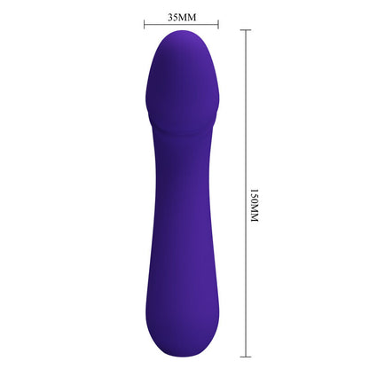 Close-up of the PRETTY LOVE Vibrador Ponto G Recarregável de Silicone Roxo, highlighting its flexible design and smooth texture.