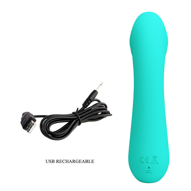 Vibrador PRETTY LOVE Cetus Aqua Verde para estimulação do ponto G, feito de silicone macio e recarregável.